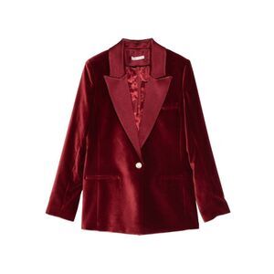 Alice+Olivia Women Velvet Single-Breasted Jacket